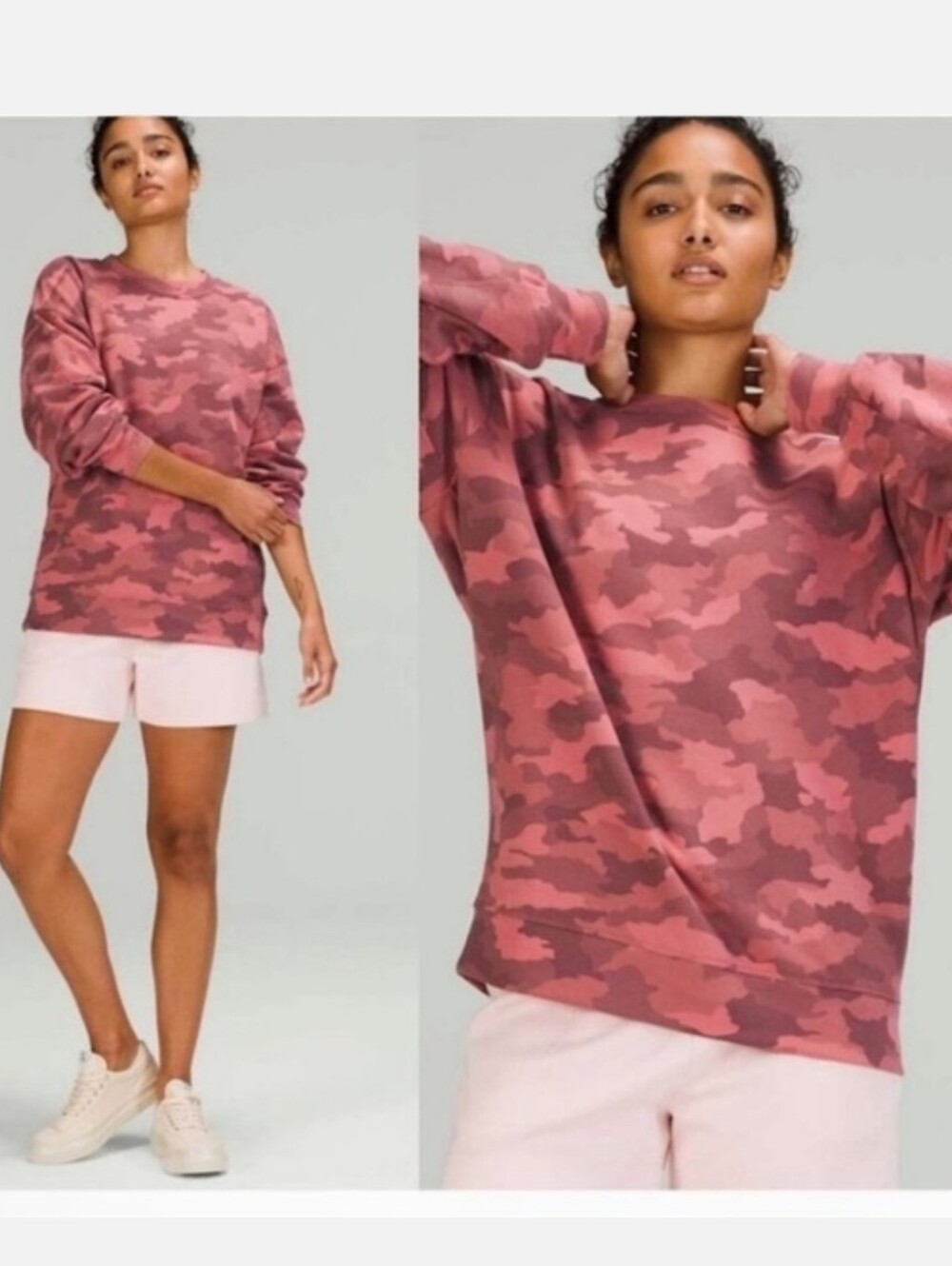 Lululemon Pink Camo Brier Rose Oversized Crew Sweatshirt Pullover